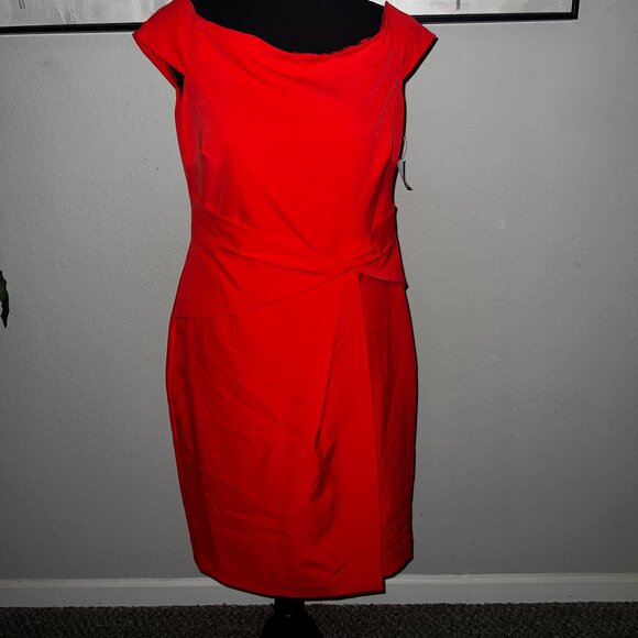 RALPH LAUREN BRIGHT ORANGE-CORAL MID LENGTH DRESS - Picture 10 of 10